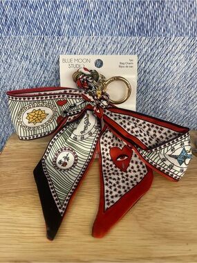 Red & White Ribbon Bow Keyring Bag Charm